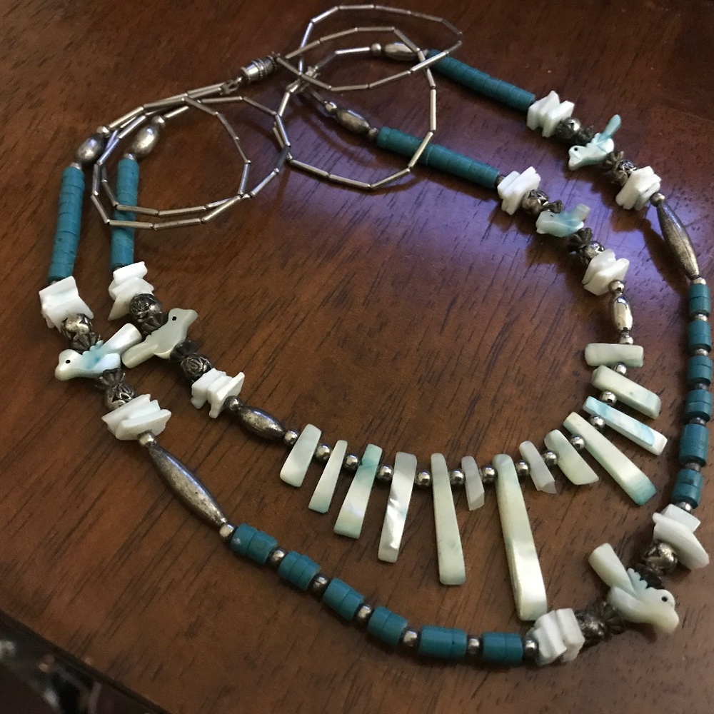 Southwest style liquid silver abalone necklace